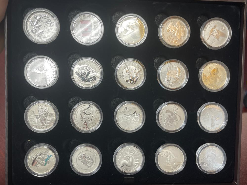 COMPLETE SET 5 OUNCES TOTAL ROYAL CANADIAN MINT COLLECTOR SET OF .9999 FINE SILVER $20
