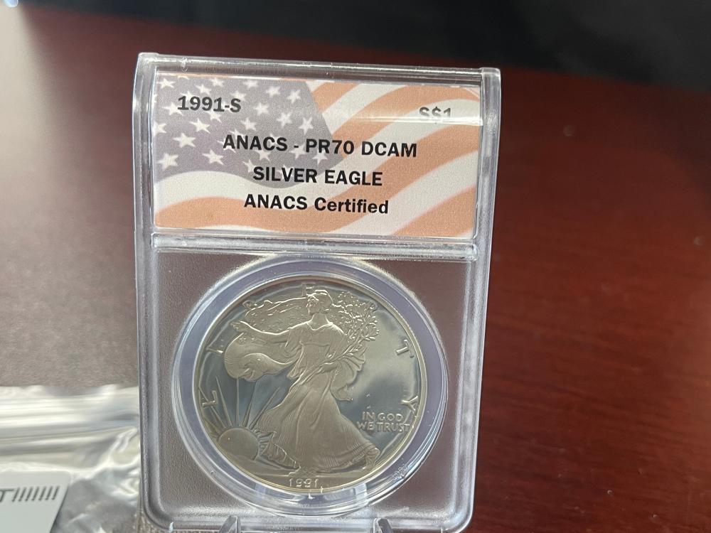 ANACS GRADED PR70DCAM 1991-S AMERICAN SILVER EAGLE