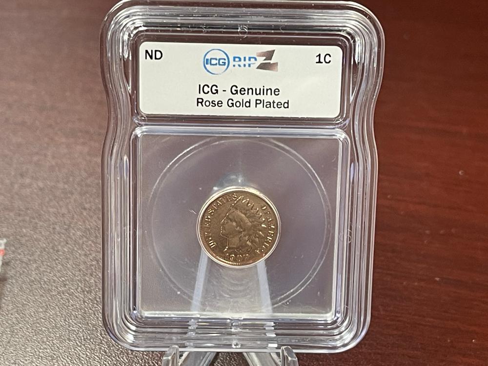 ICG GENUINE ROSE GOLD PLATED INDIAN HEAD CENT