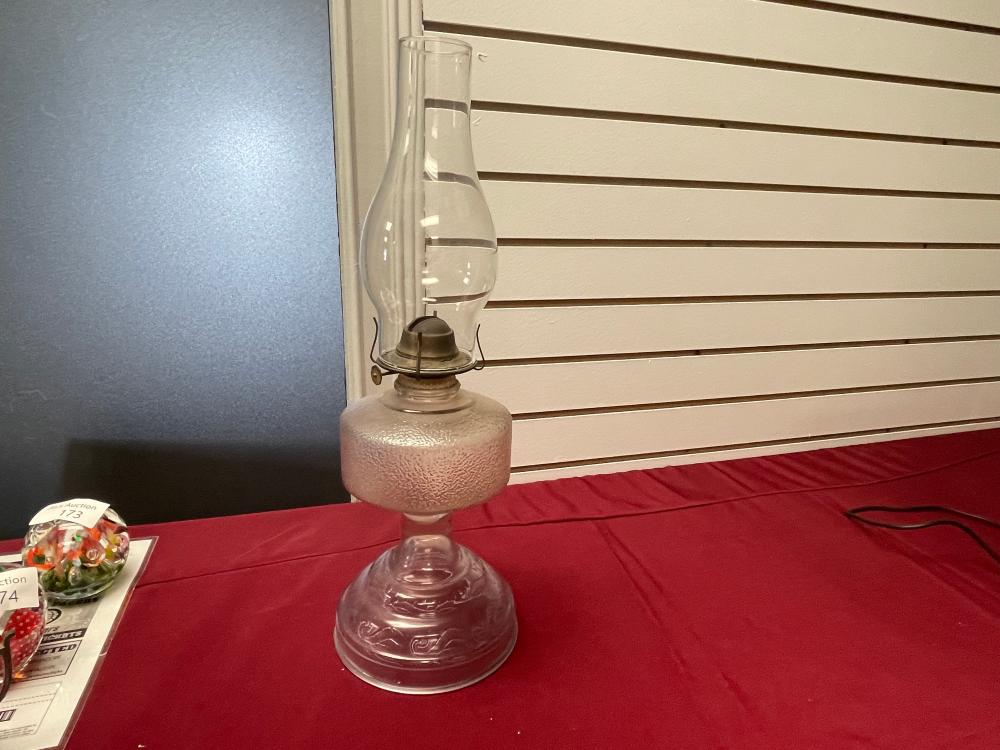 Large Vintage Glass Oil Hurricane lamp