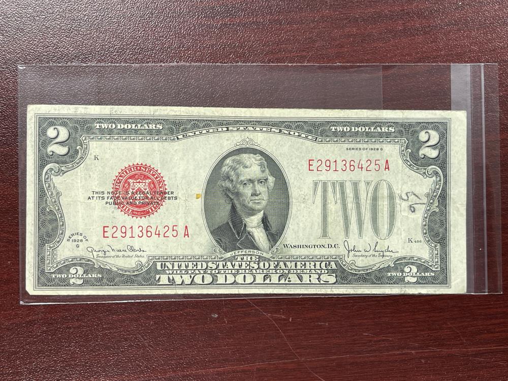 1928-G RED SEAL $2 NOTE