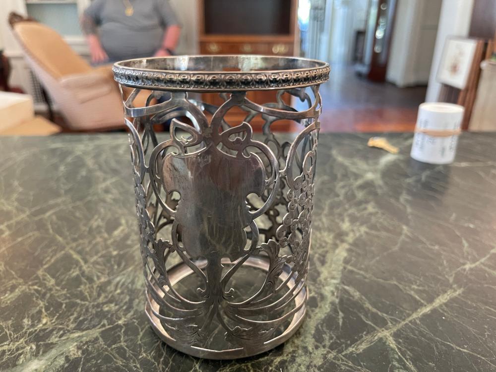 Vintage Sterling Silver and glass decanter…Silver weighs 135 Grams
