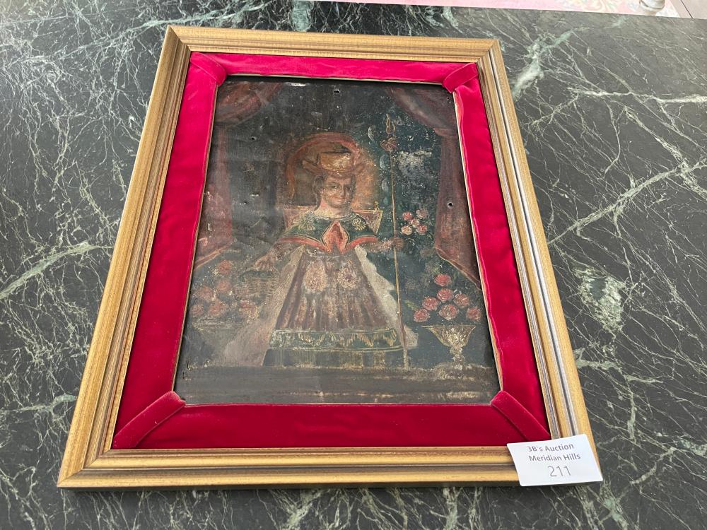Vintage mexican 14x18 felt lined religious décor