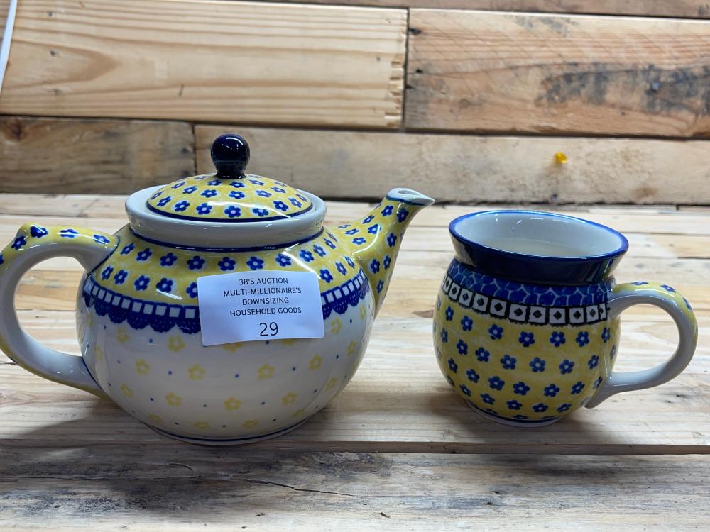 Polish made tea cup and kettle