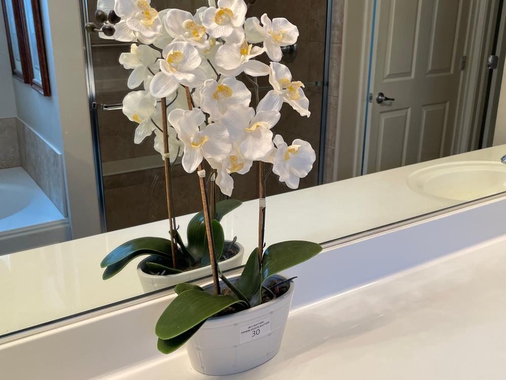 Faux Orchid plant and planter