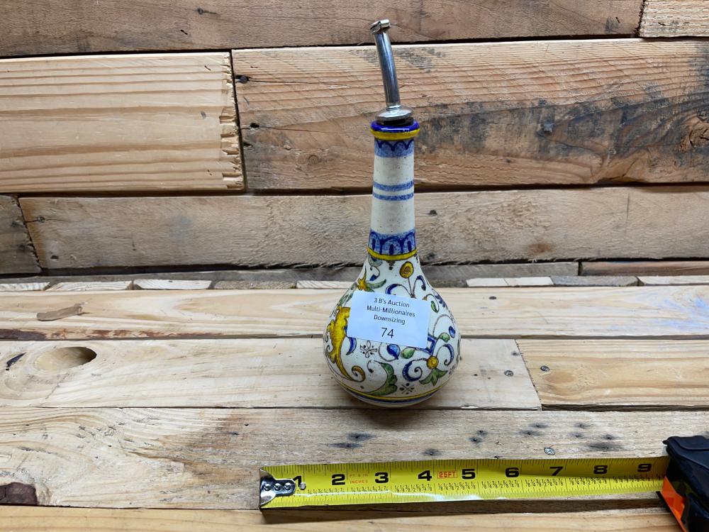 Lorenzaccio Firenze hand painted pottery oil spout