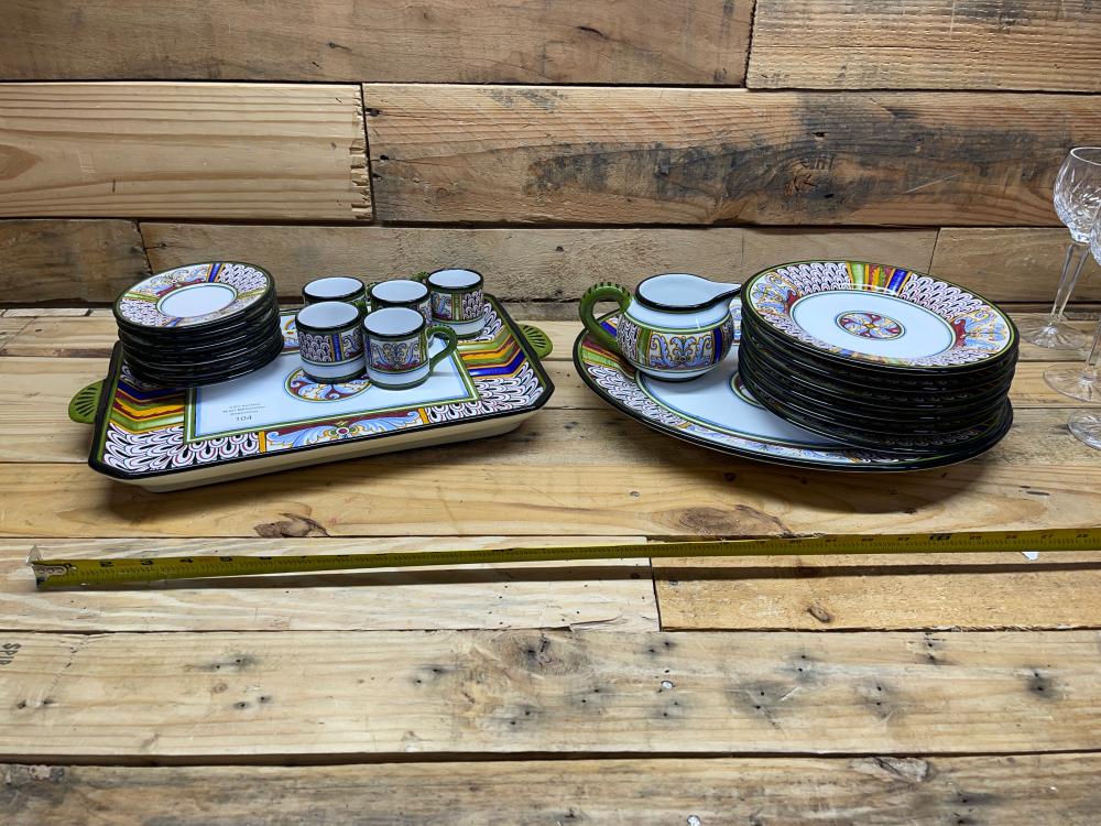 Grazia-Deruta Italian 6 Place Setting Espresso and Breakfast Serving Set 21 Pieces