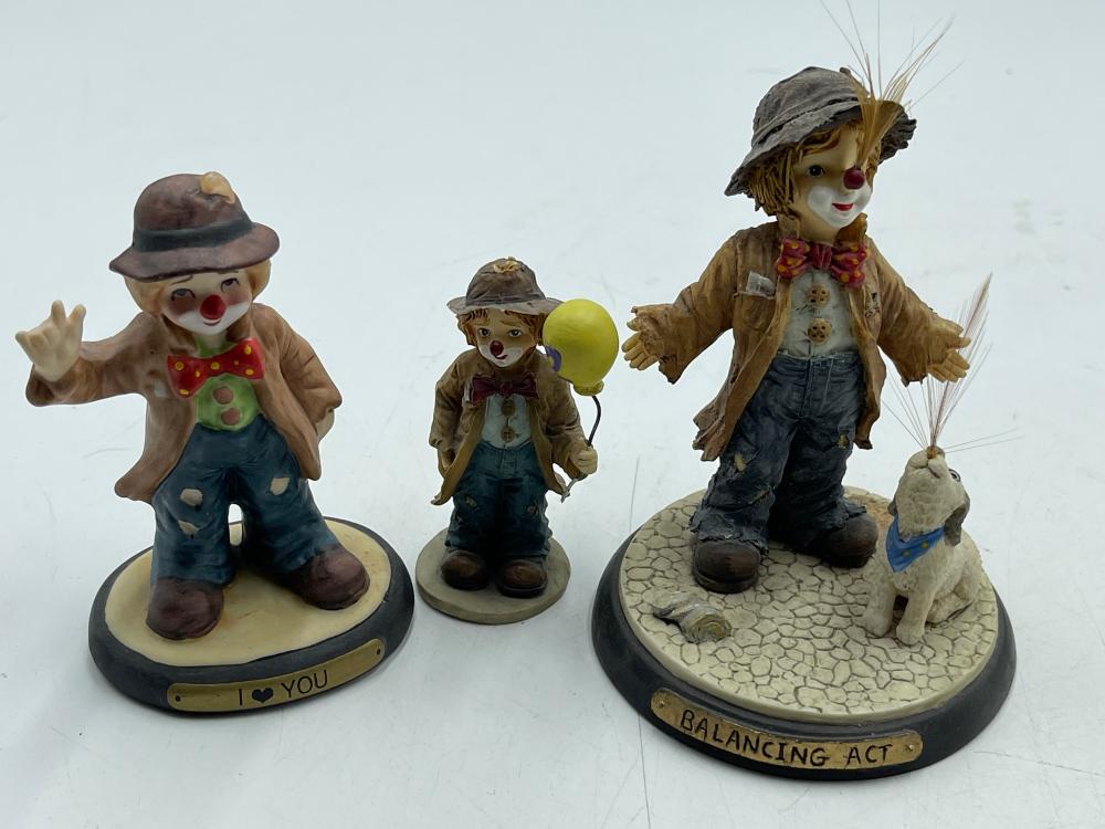lot of three small Emmett Kelly figurines