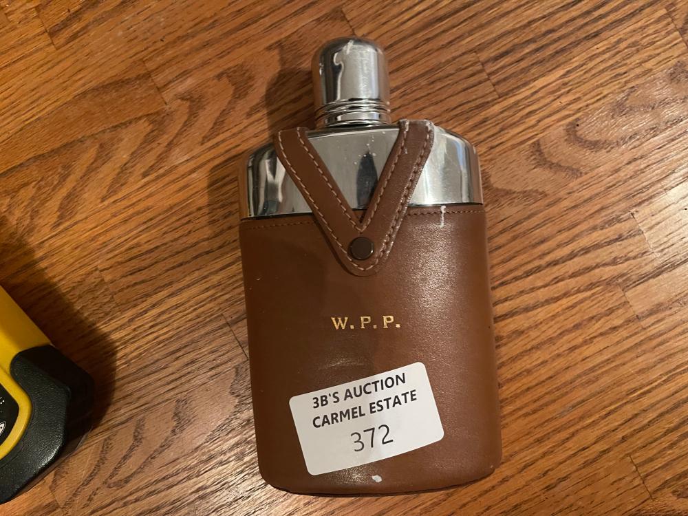 vintagve flask in leather case