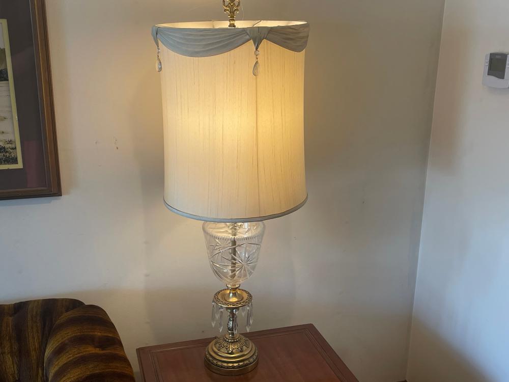 PAIR OF VINTAGE CRYSTAL TABLE LAMPS….48" TALL