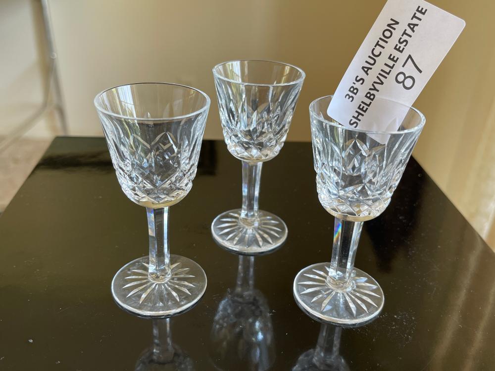 Set of 3 Waterford Crystal Cordial glasses
