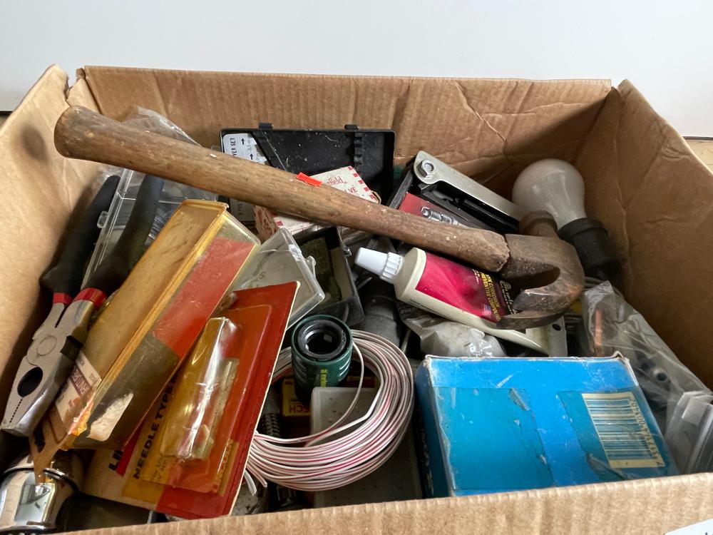 box of misc tools ect