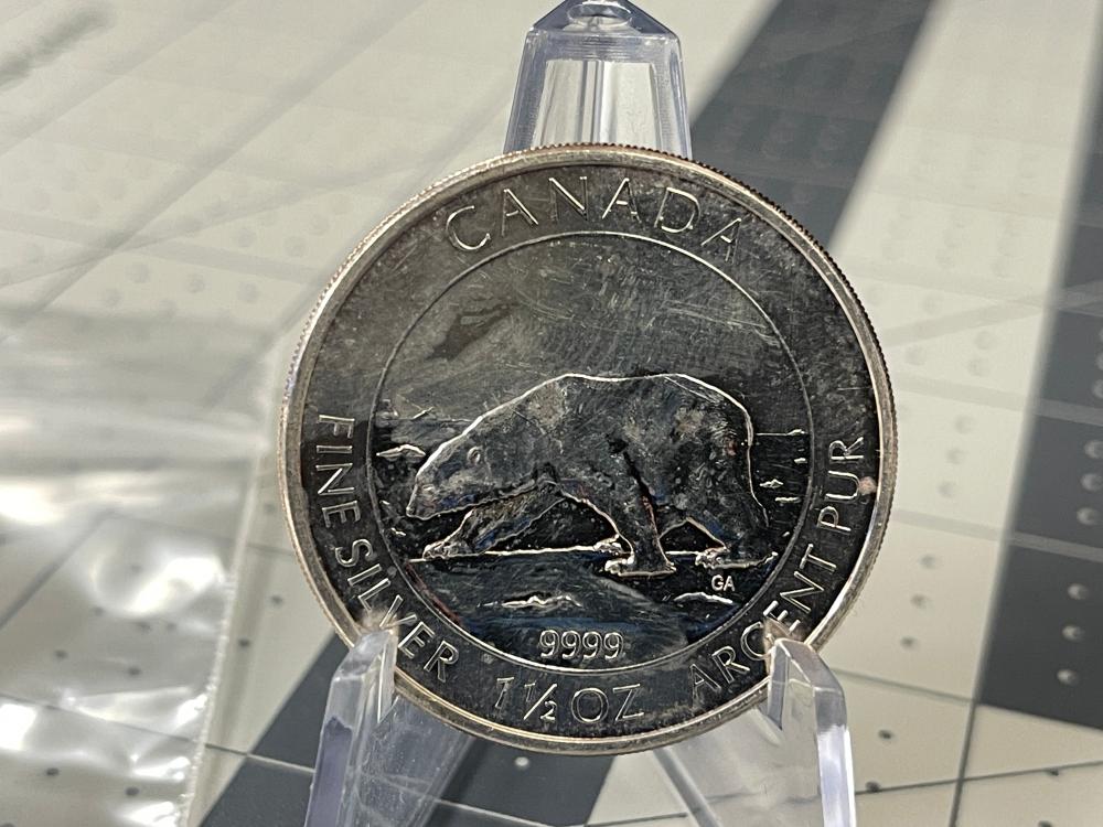 1.5 OZ .9999 FINE SILVER CANADIAN POLAR BEAR ROUND