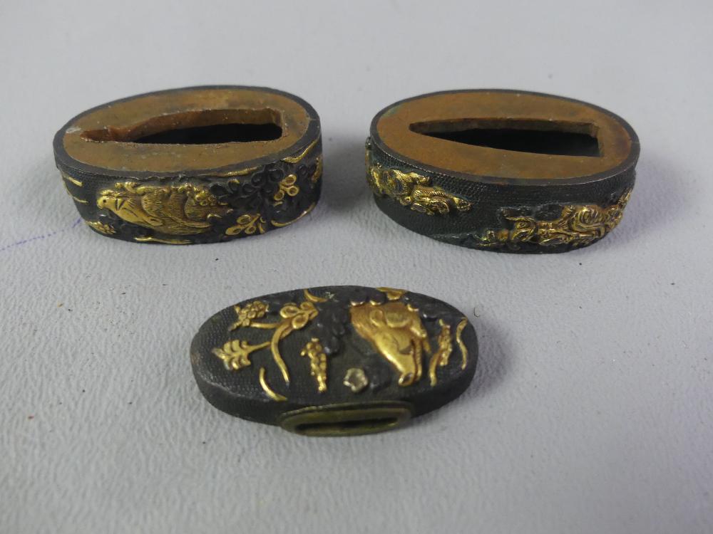 3 JAPANESE SWORD FITTINGS
