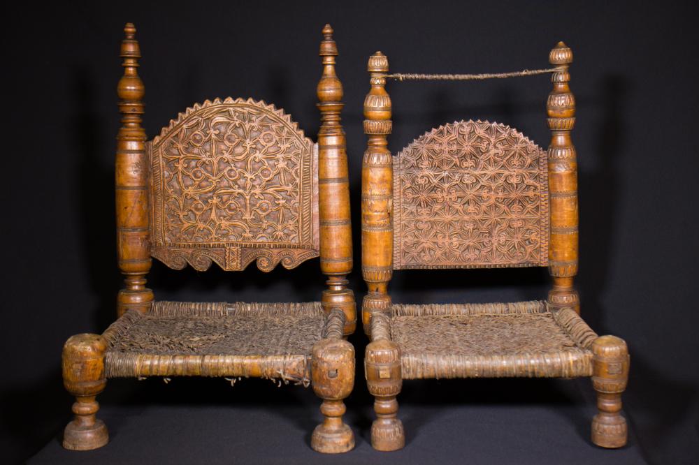 PAIR OF A SMALL CHAIRS - AFGHANISTAN - LATE 19th CENTURY