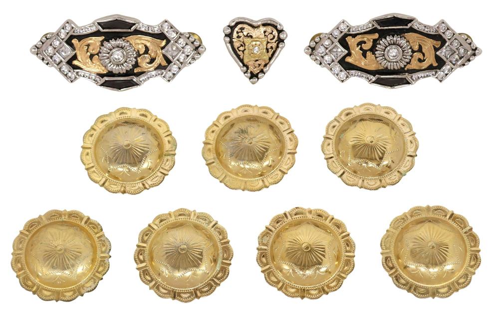 (10) WESTERN STERLING & GILT METAL CONCHOS, BOB BERG, HYO SILVER, & OTHER