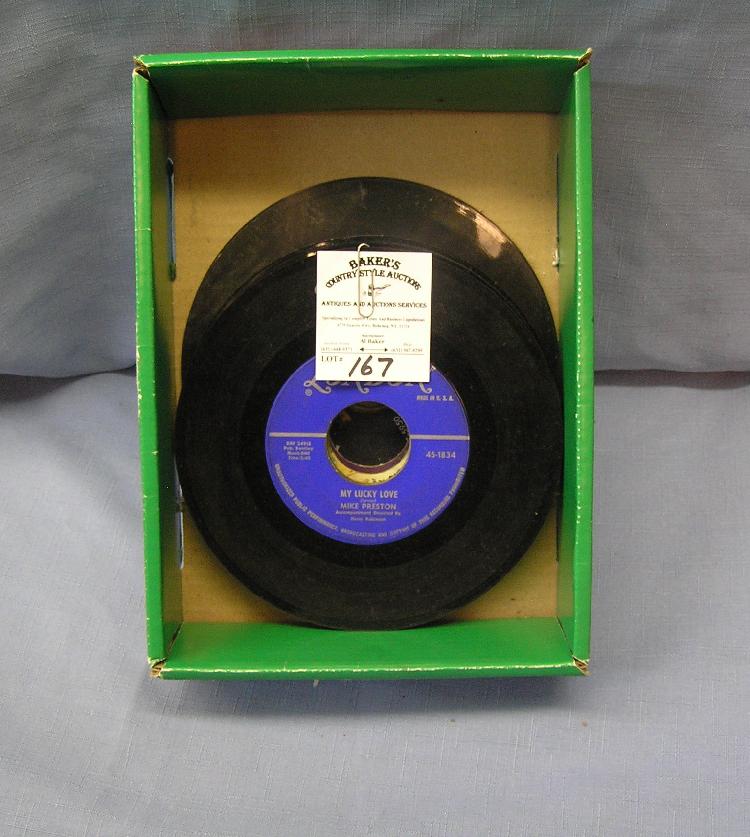 Box of vintage 45 rpm records image