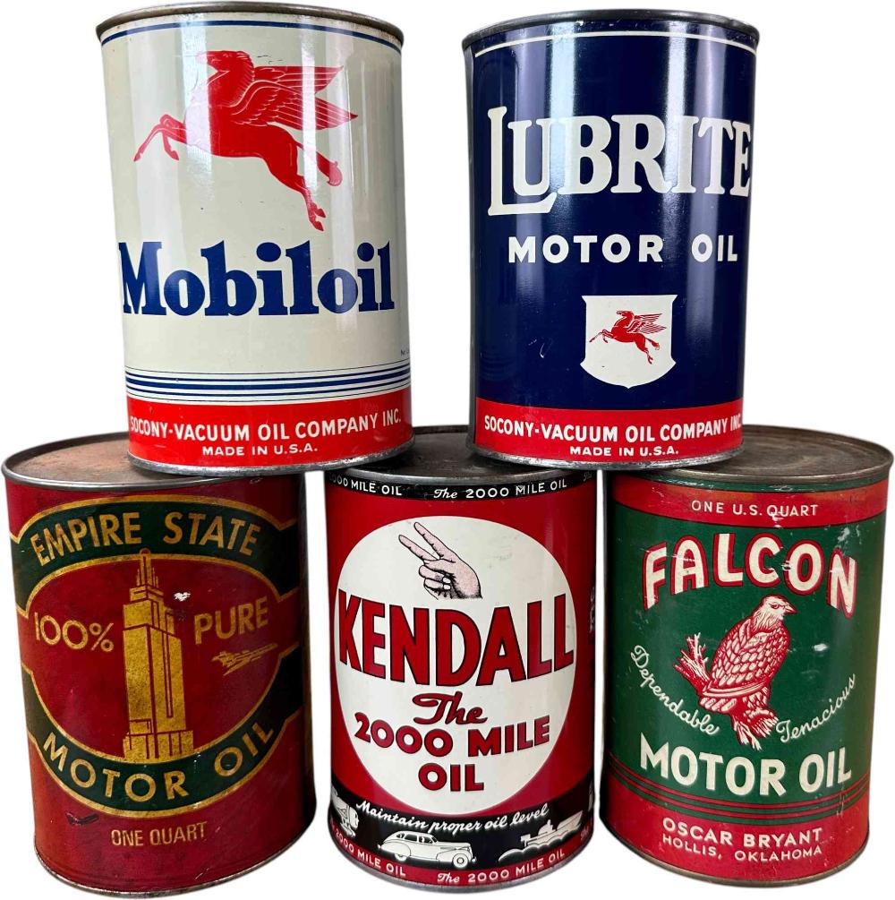 FIVE 1 QUART MOTOR OIL CANS
