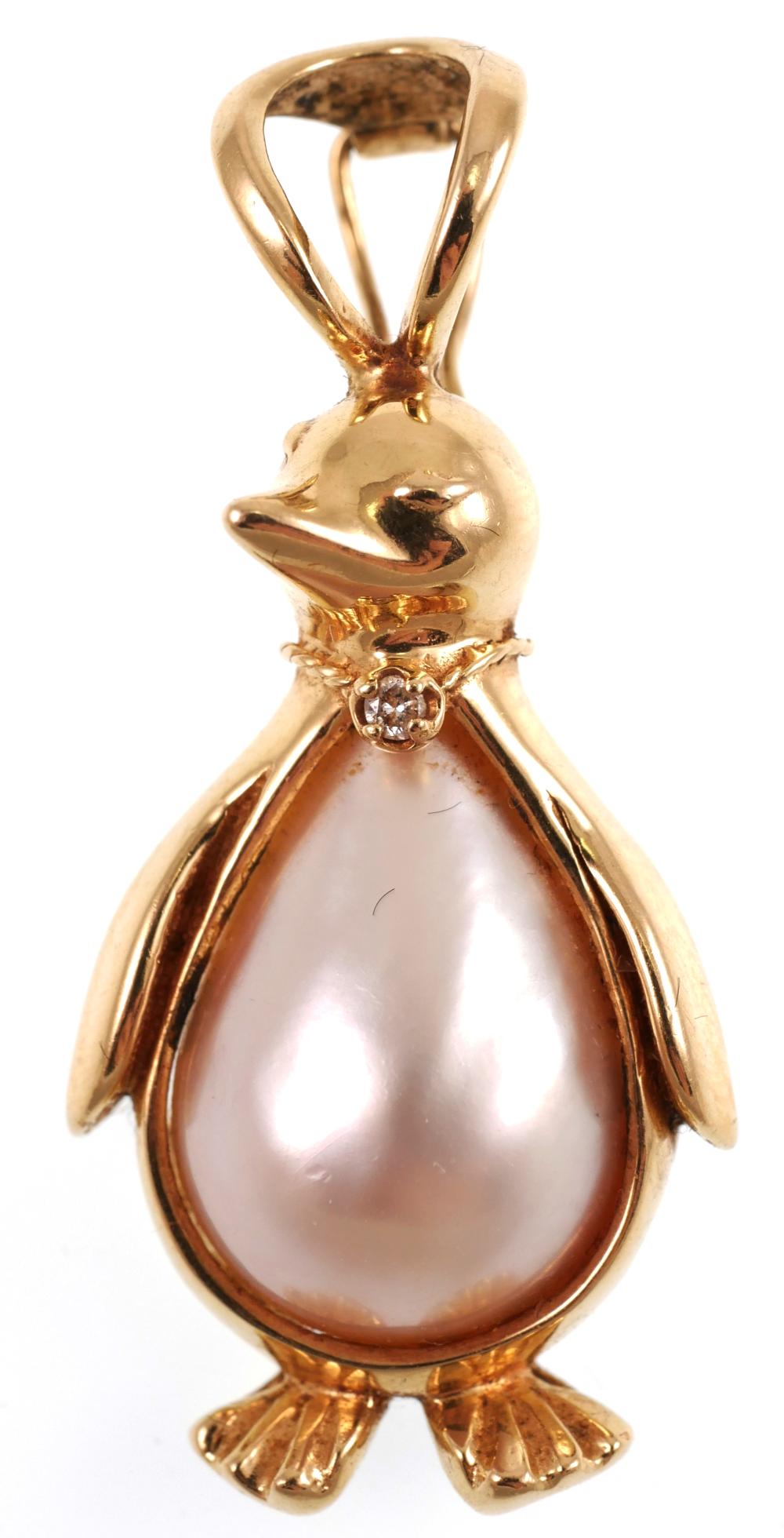 14k Gold & Pearl PENGUIN Pe... image