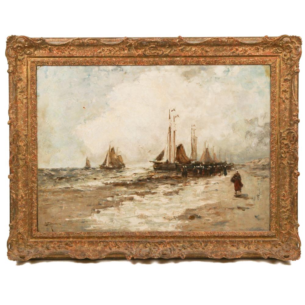 George Bunn. Fishing Vessels Along the Shore, oil