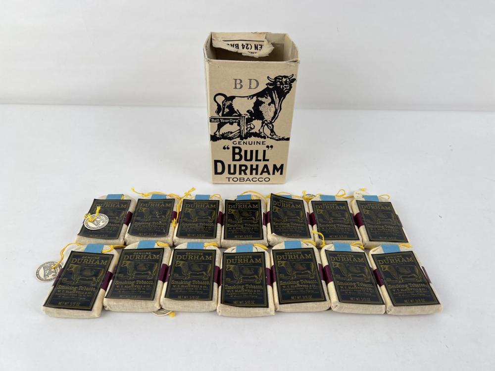 bull durham tobacco sack Sold at Auction: ANTIQUE BULL DURHAM TOBACCO POUCHES