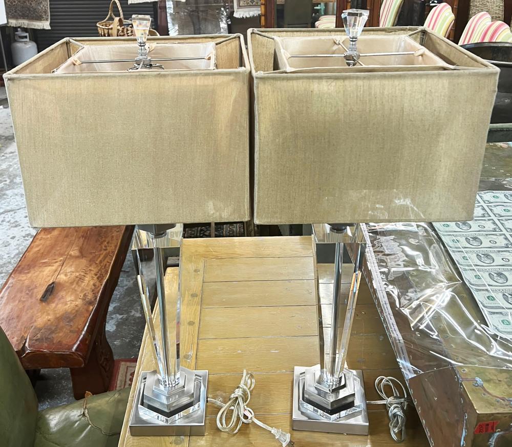 Sold at Auction: Pr. of Alexander John Crystal Table Lamps.