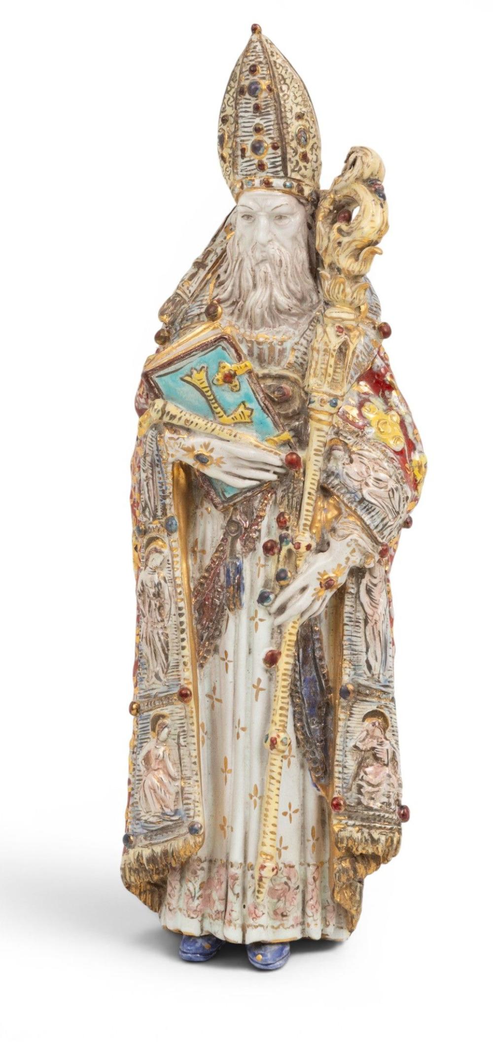 Professor Eugenio Patterino (Italy) Ceramic Wall Sculpture, 1960, 'St Nicholas', H 14"