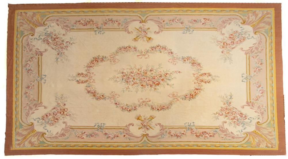 Chinese Aubusson Style Hand Knotted Room-Size Rug, W 12' 1" L 18'