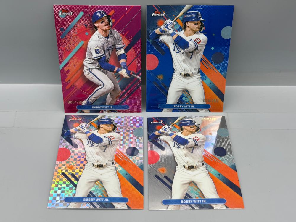 2024 Topps Finest Bobby Witt Jr Lot of 4 - Pink Rare #/200, Blue Common #/200
