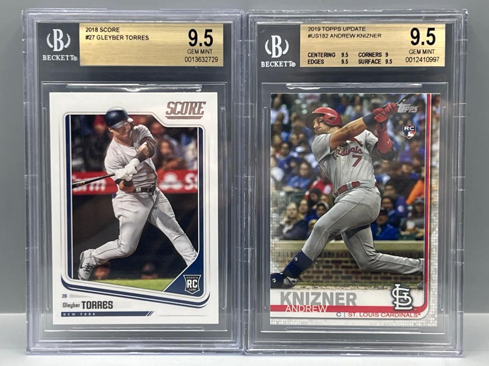 2018 Panini Score Gleyber Torres RC #27 BGS Gem Mint 9.5 & 2019 Topps Update Andrew Knizner RC #US182 BGS Gem Mint 9.5