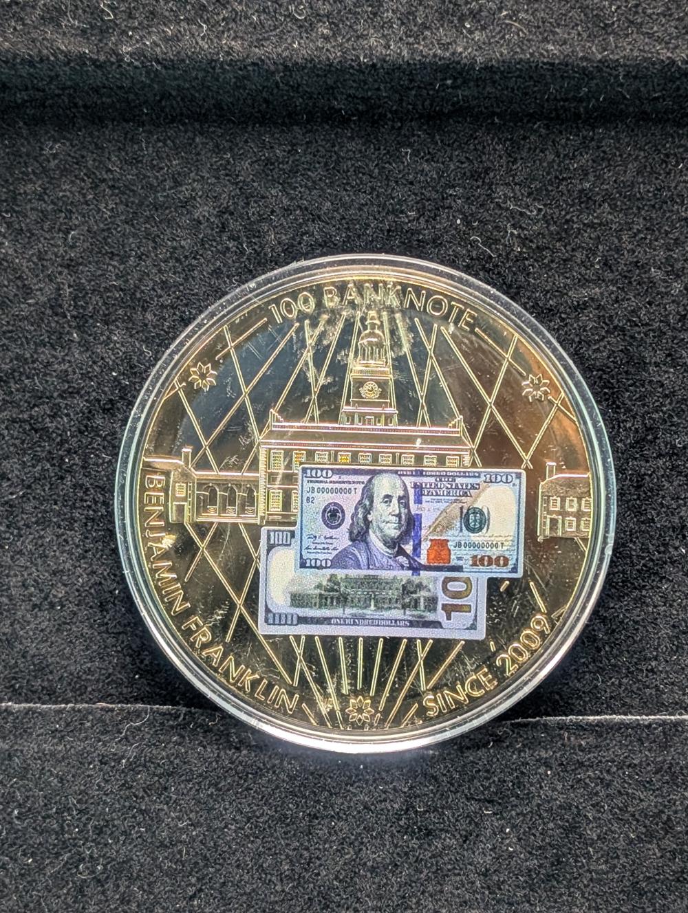 Benjamin Franklin 100 Banknote Commem. Gold-Tone Token