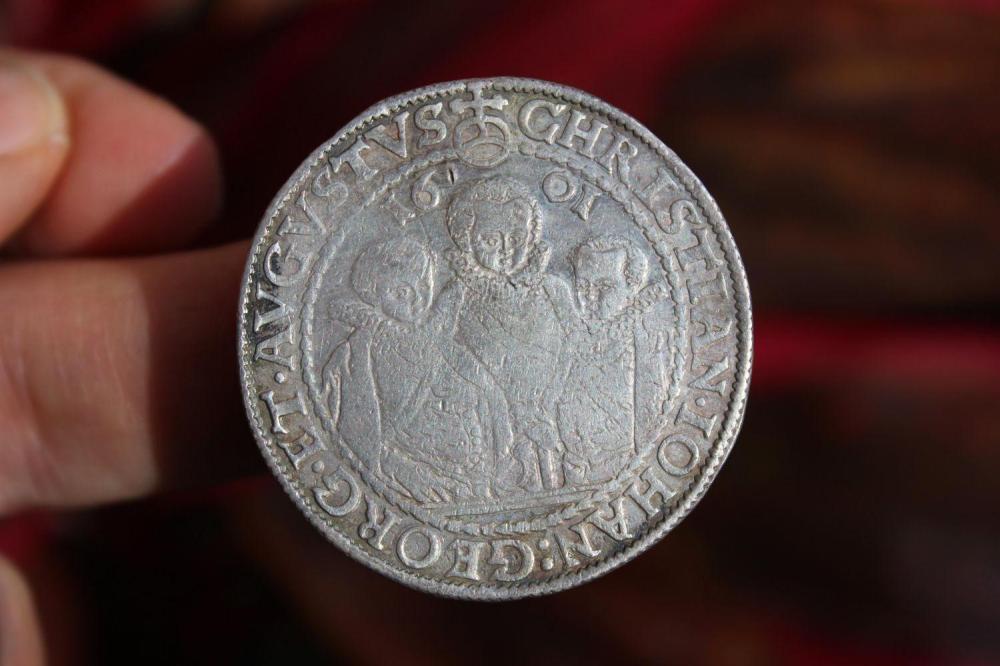 Germany Saxony, Albertine 1601 HB 1 Thaler/Taler Silver Coin EF, Three Brothers, Toned