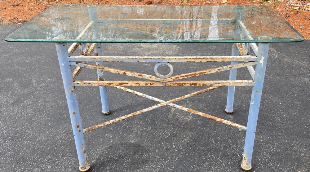 Glass Top Table Metal Base image