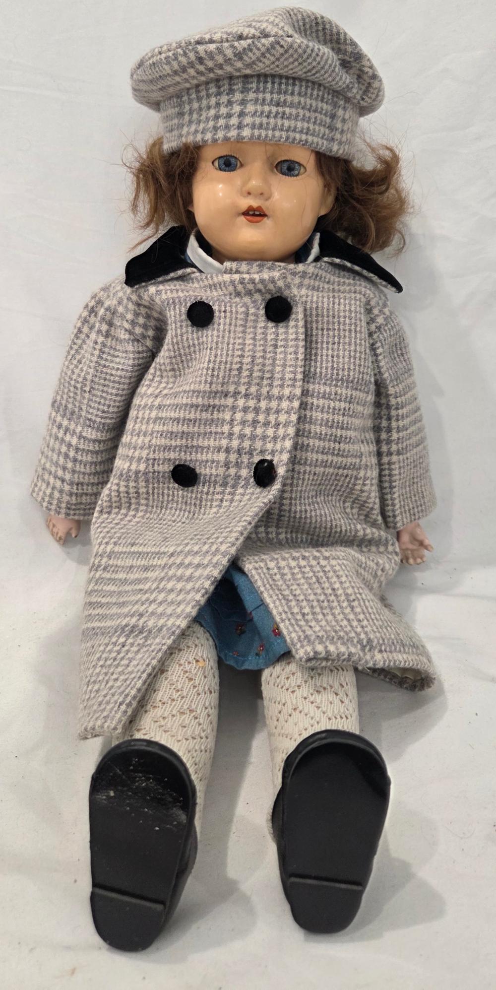 17" Doll Celluloid Head Matal Hands Marks Brothers Boston MA