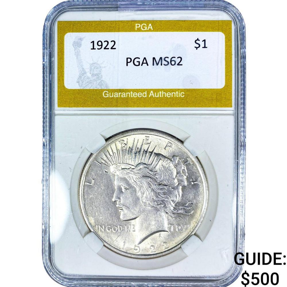 1922 Silver Peace Dollar PGA MS62