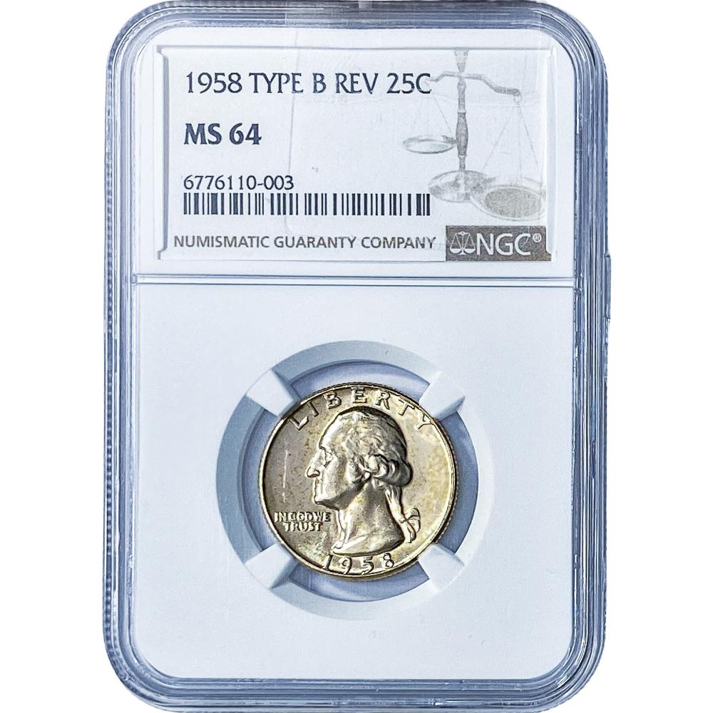 1958 Washington Silver Quarter NGC MS64