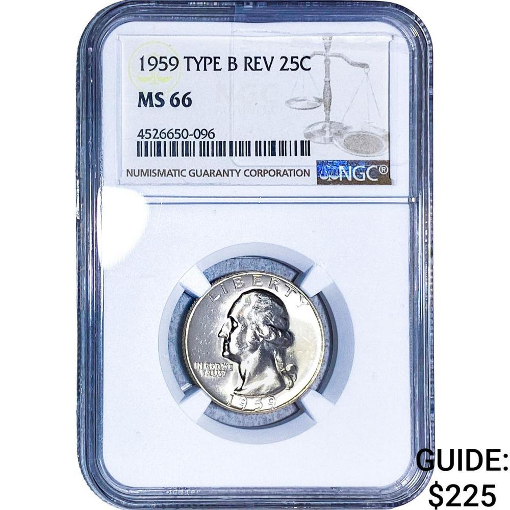 1959 Washington Silver Quarter NGC MS66 Type B Rev.