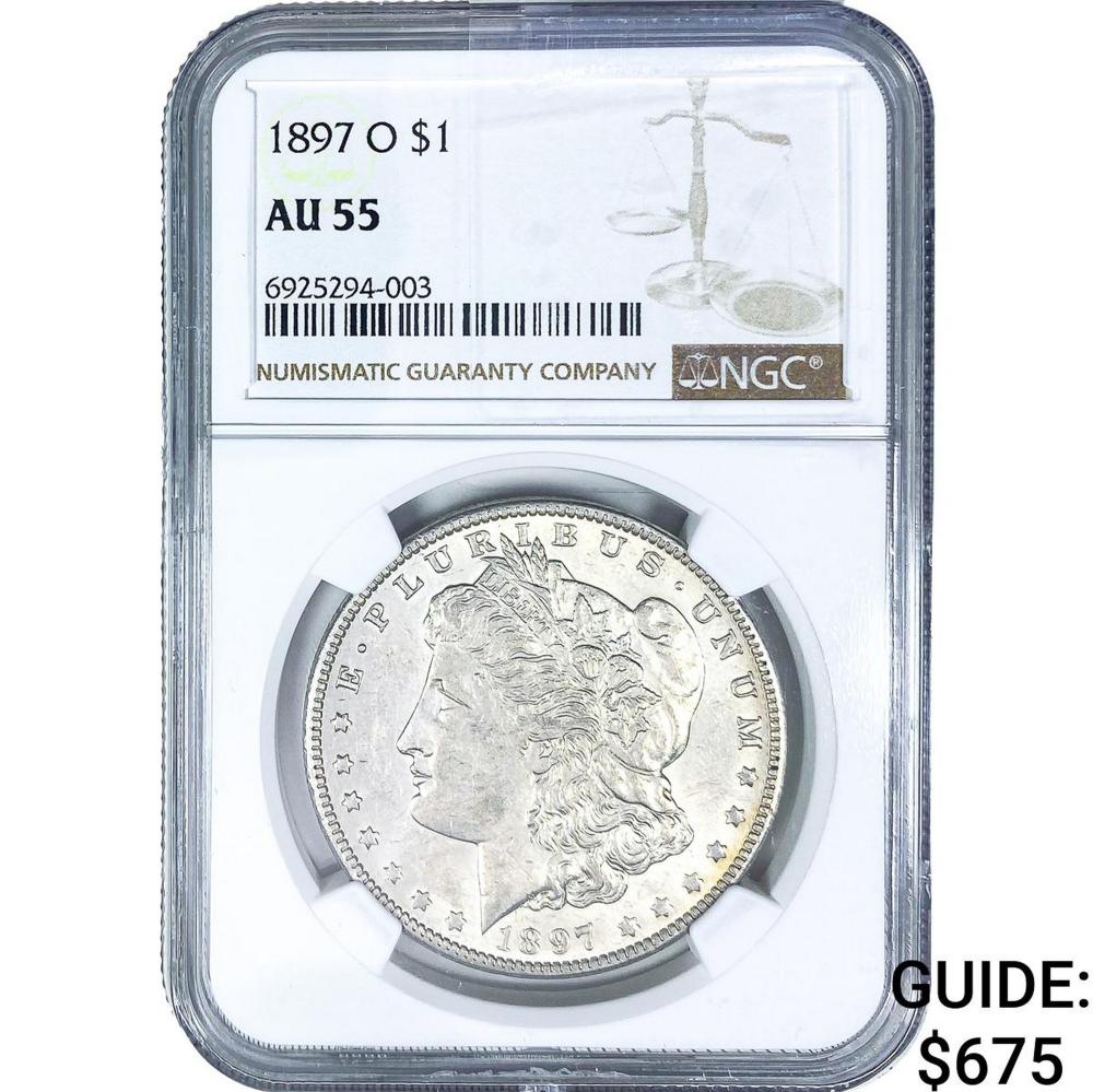 1897-O Morgan Silver Dollar NGC AU55