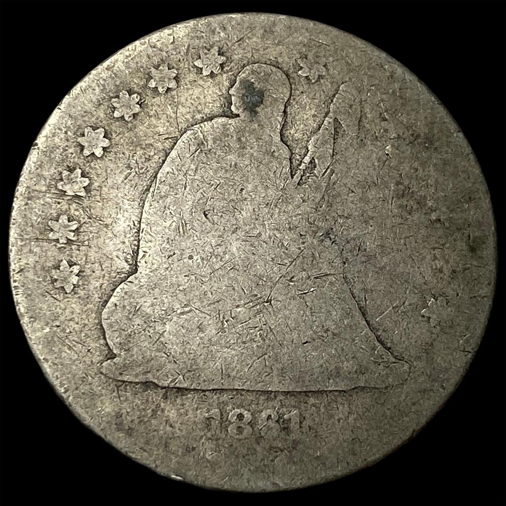 1861 Silver Seated Liberty Quarter HIGH GRADE