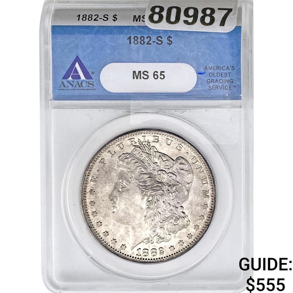1882-S Morgan Silver Dollar ANACS MS65