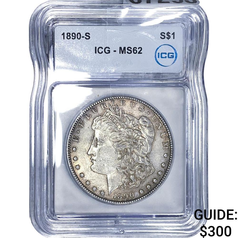 1890-S Morgan Silver Dollar ICG MS62