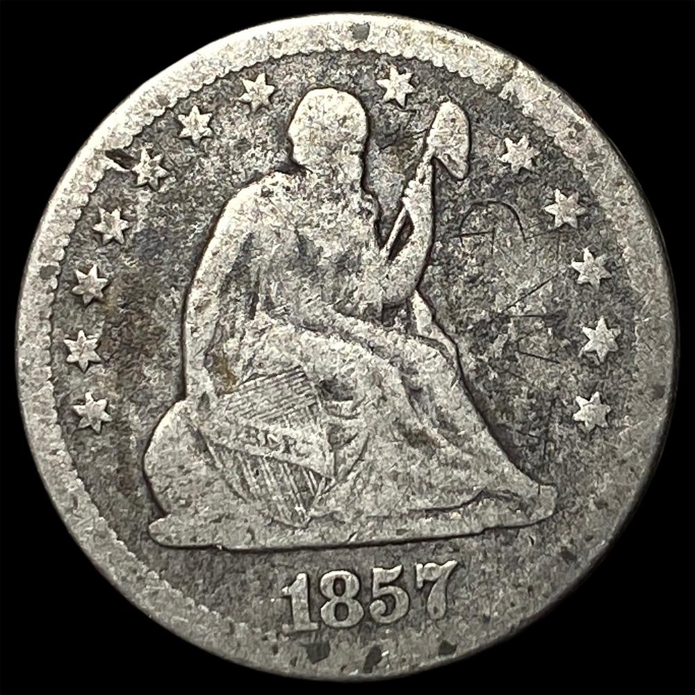 1857-O Silver Seated Liberty Quarter LIGHTLY CIRCULATED