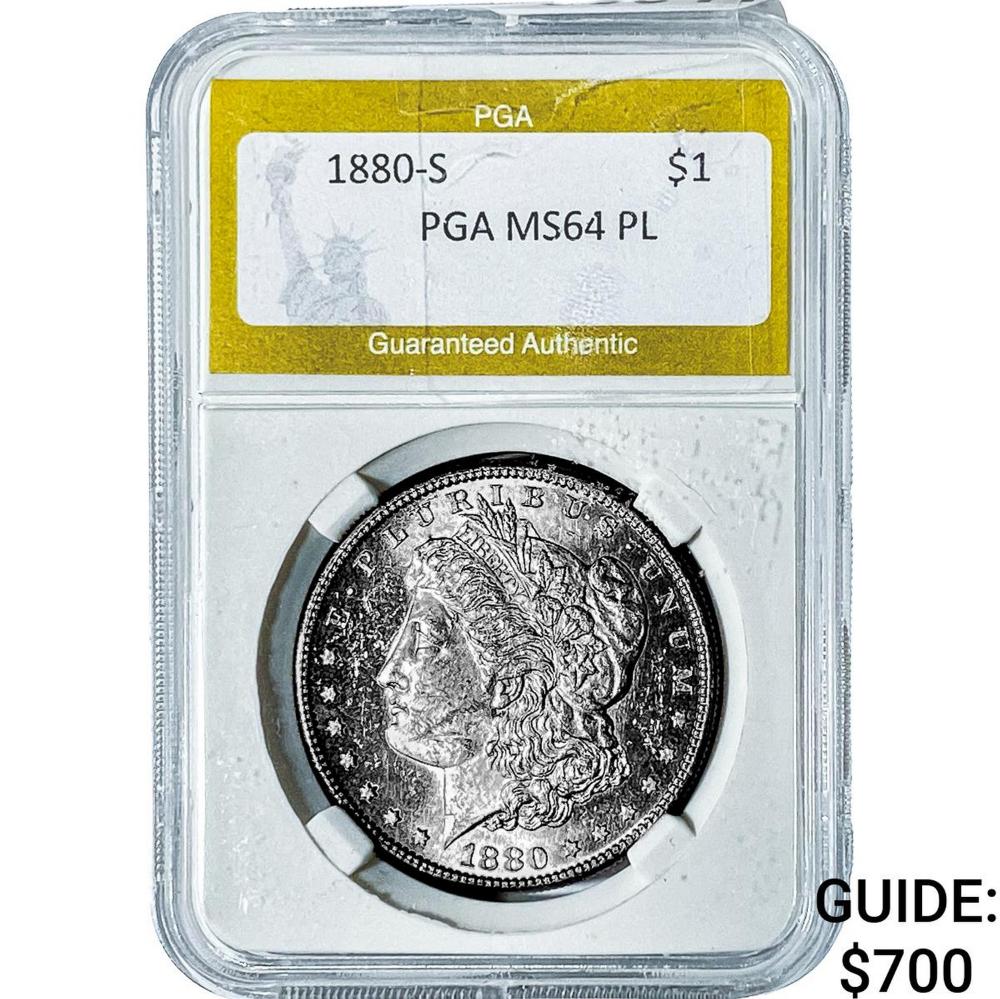 1880-S Morgan Silver Dollar PGA MS64 PL