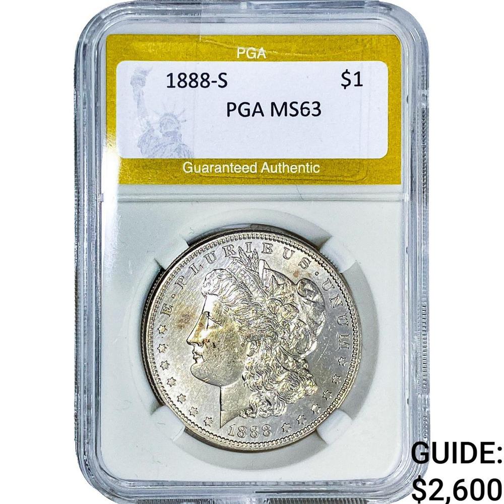1888-S Morgan Silver Dollar PGA MS63