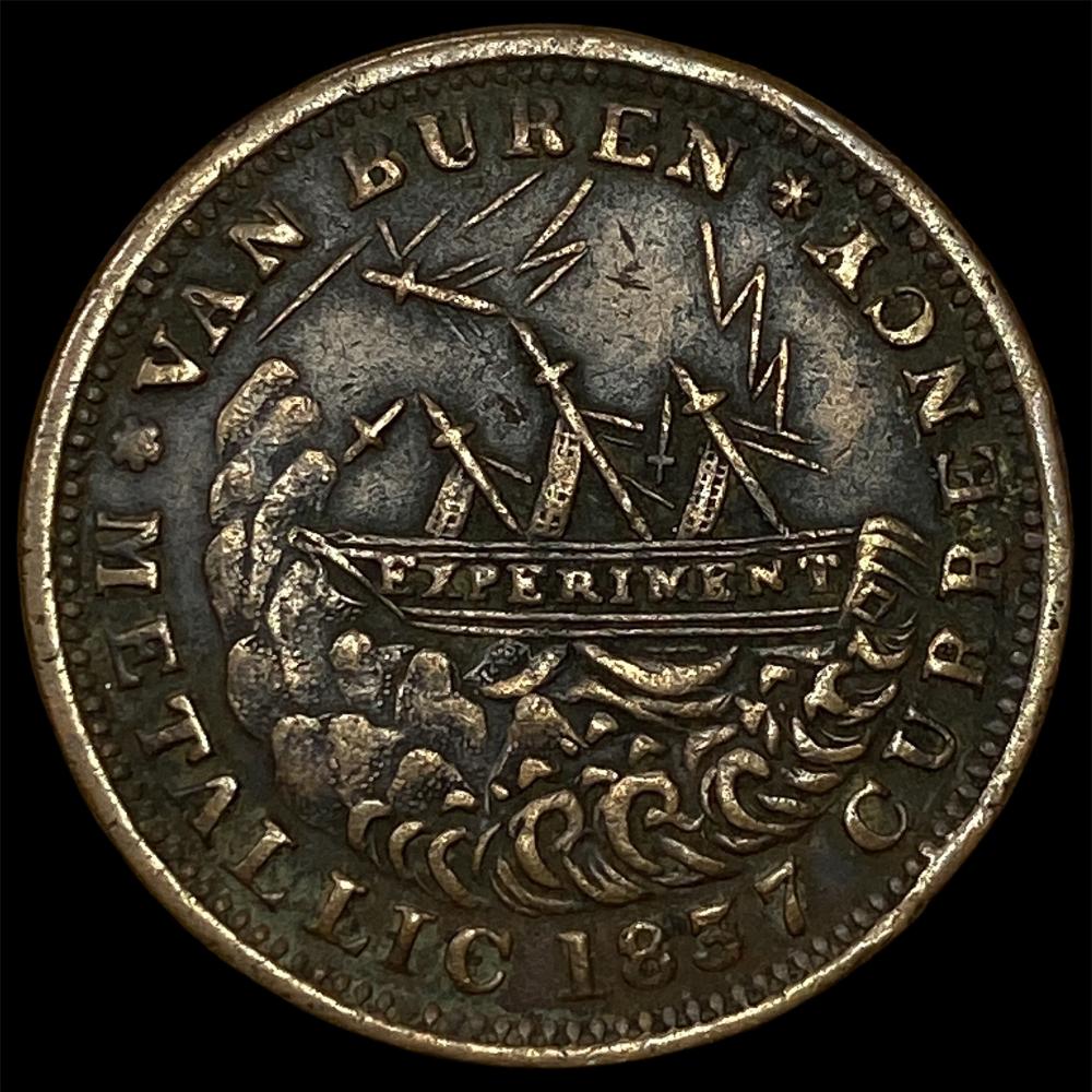 1837-1841 Van Buren/ Webster Ship Copper Hard Times Token