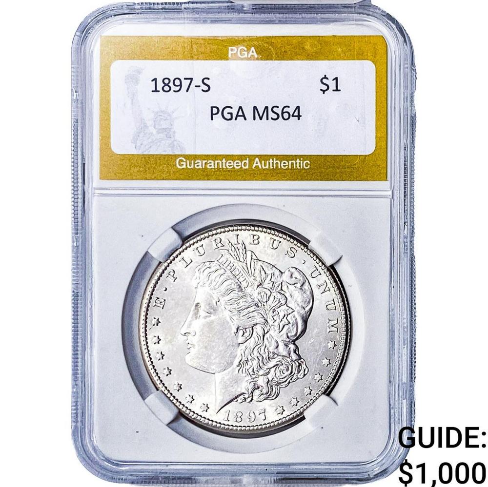 1897-S Morgan Silver Dollar PGA MS64
