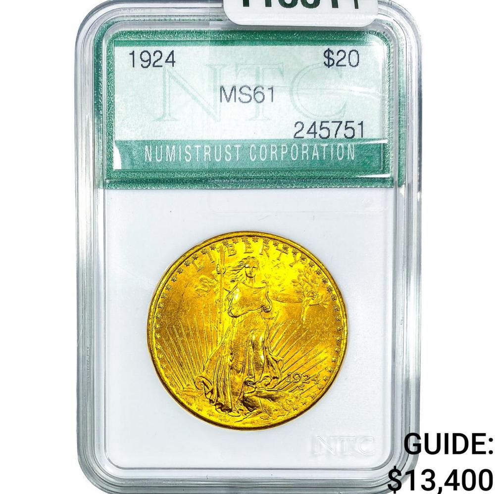 1924 $20 Gold Double Eagle NTC MS61