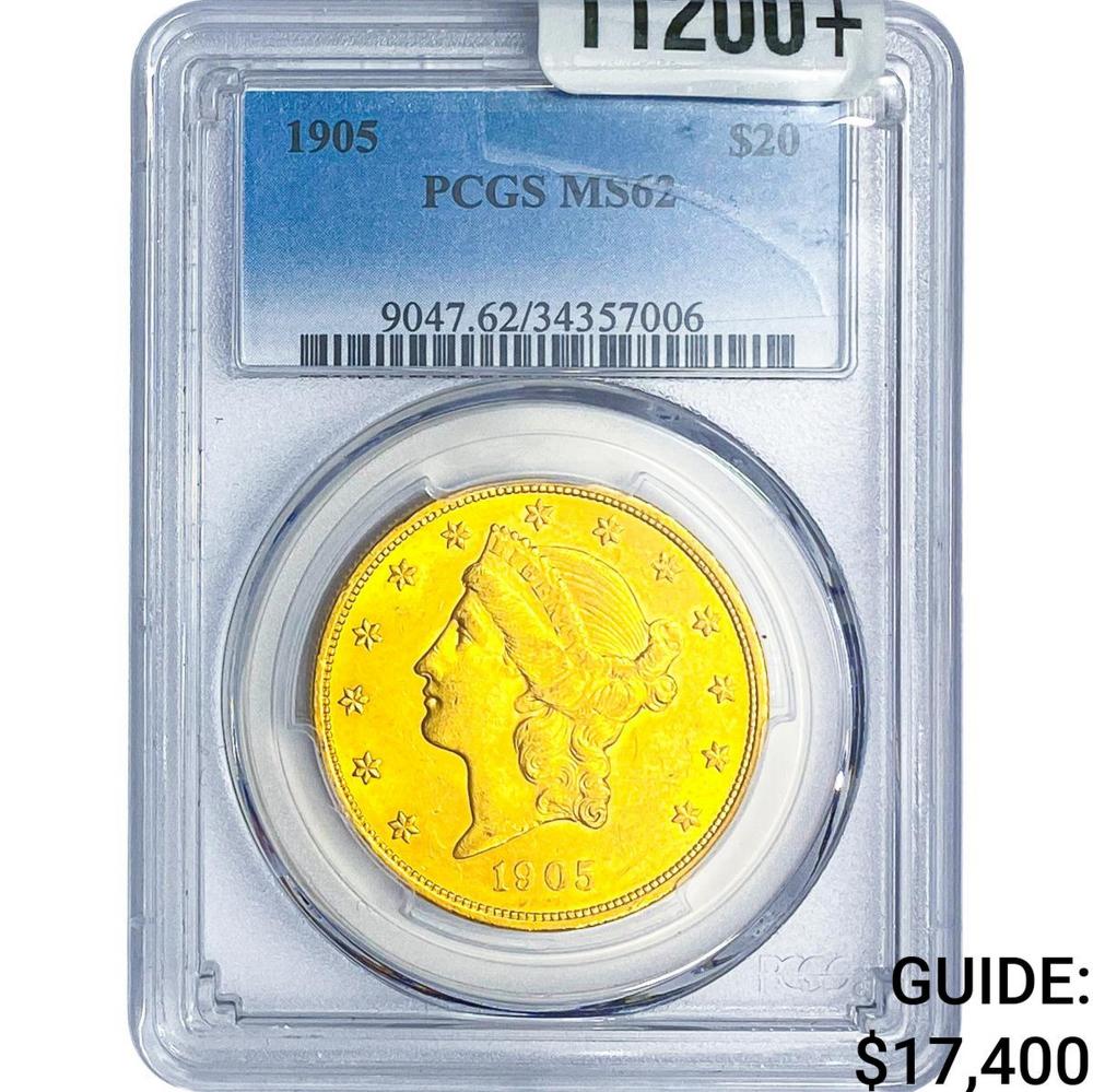 1905 $20 Gold Double Eagle PCGS MS62