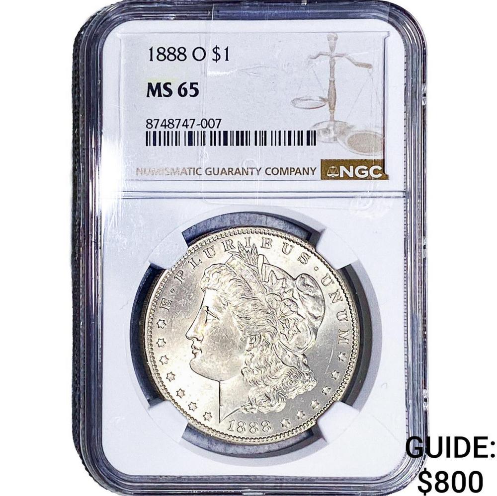 1888-O Morgan Silver Dollar NGC MS65