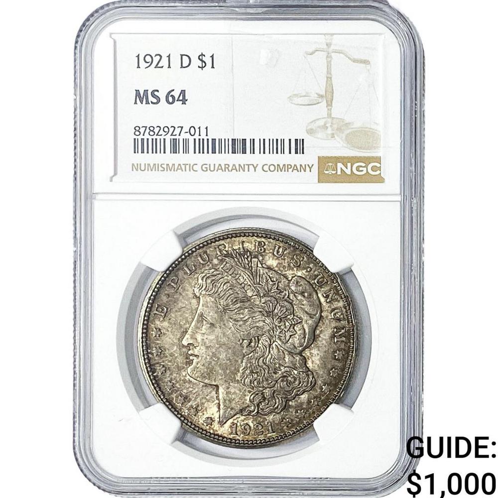 1921-D Morgan Silver Dollar NGC MS64